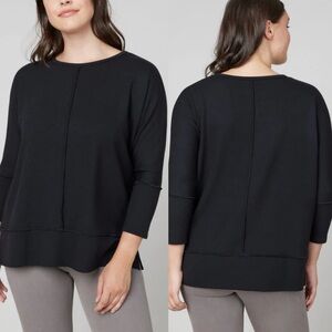 Spanx Perfect Length Top Black 3/4 Sleeve Size Large L Black